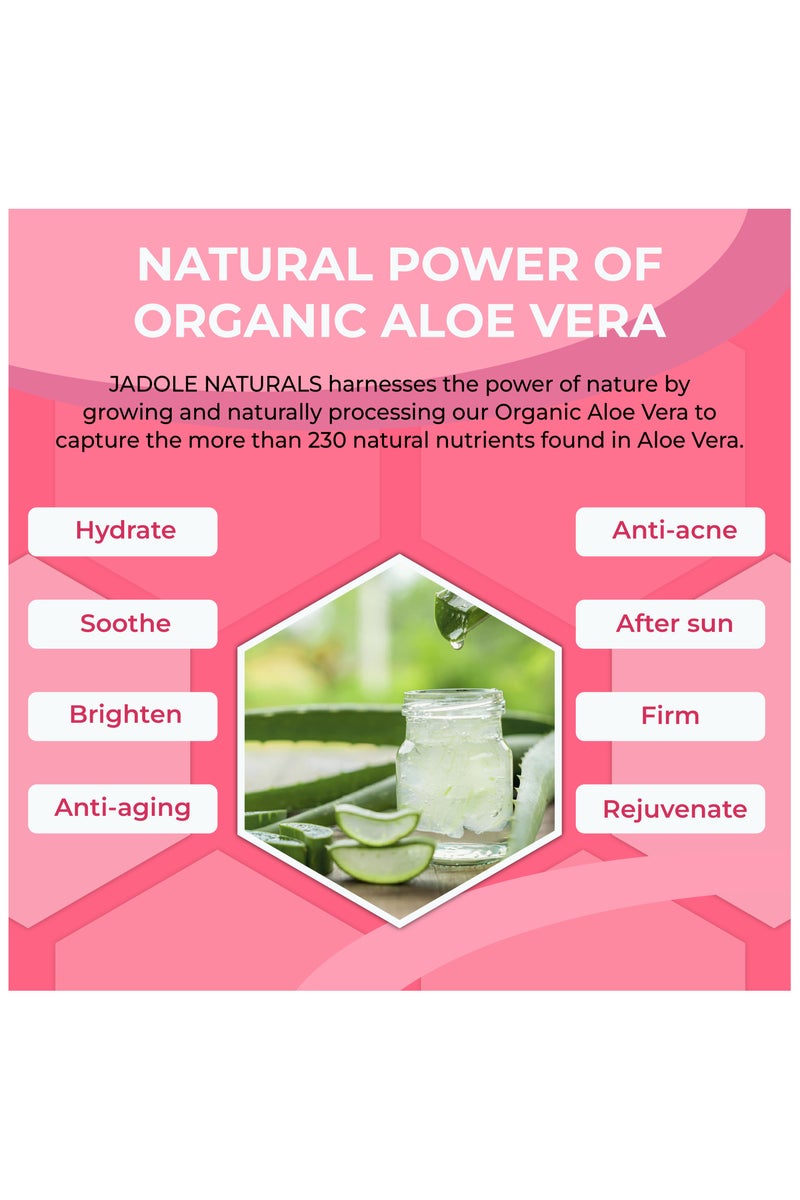 Jadole Naturals Organic Aloe Vera Gel, Promote Skin Elasticity, Ideal For All Skin Types, Soothe, Refresh, Nourish & Repair - Image 3