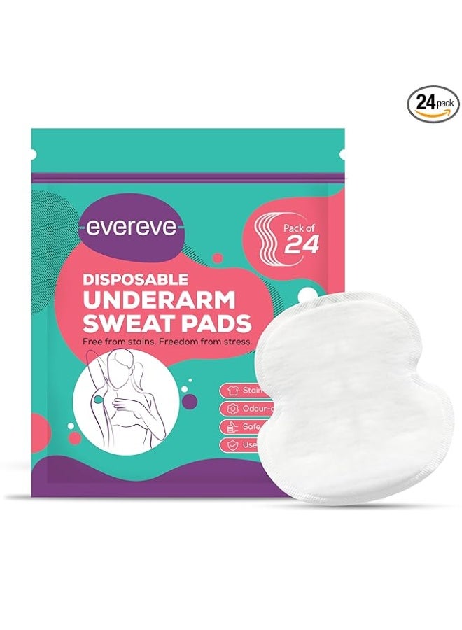 عشية أي وقت مضى فوط إيفريف للاستخدام مرة واحدة لامتصاص العرق تحت الإبط، 24 فوطة (12 زوجًا)، مطوية، ماصة للعرق، مقاومة للبقع، بتقنية مضادة للبكتيريا، تمتص الروائح الكريهة، لطيفة على البشرة، آمنة على الأقمشة - Image 1