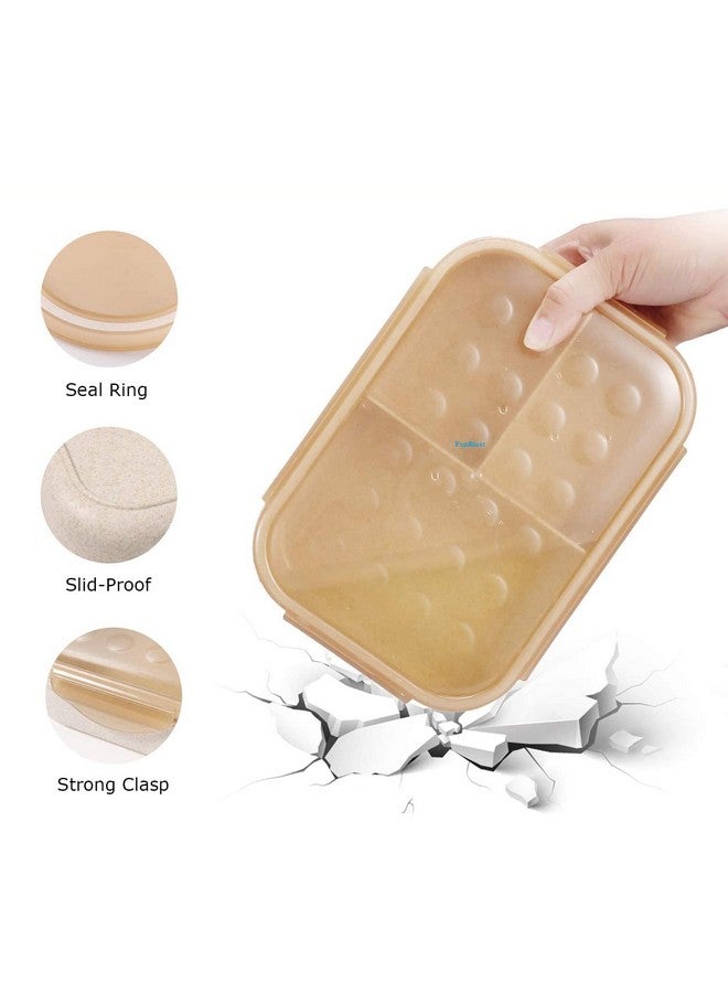 Funblast Lunch Box For Kids Tiffin Box For Kids,Plastic Lunch Box For Men&Women,School Lunch Box W/ Spoon,Lunch Box W/ Compartments,Wheat Straw Fiber Lunch Box(Multicolor),1200 Milliliter-1200 Ml - Image 3