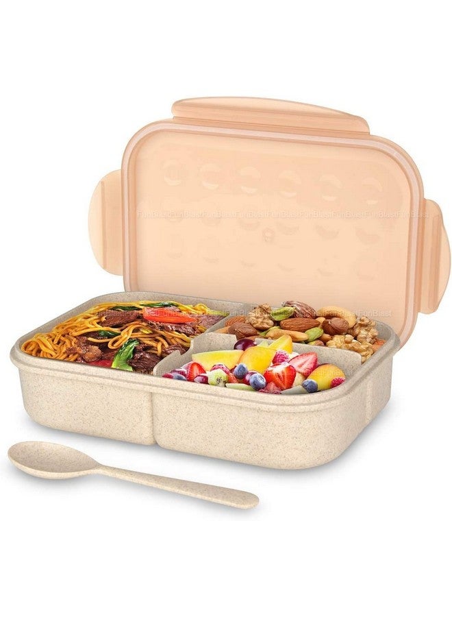 Funblast Lunch Box For Kids Tiffin Box For Kids,Plastic Lunch Box For Men&Women,School Lunch Box W/ Spoon,Lunch Box W/ Compartments,Wheat Straw Fiber Lunch Box(Multicolor),1200 Milliliter-1200 Ml - Image 2