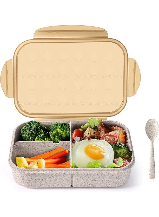 Funblast Lunch Box For Kids Tiffin Box For Kids,Plastic Lunch Box For Men&Women,School Lunch Box W/ Spoon,Lunch Box W/ Compartments,Wheat Straw Fiber Lunch Box(Multicolor),1200 Milliliter-1200 Ml - Image 1