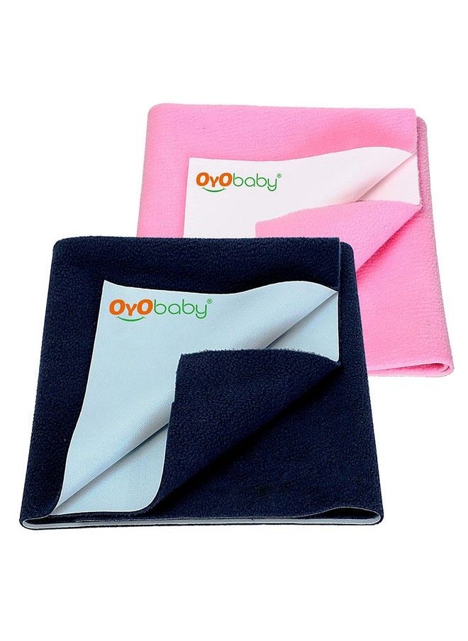 OYO BABY Waterproof Baby Bed Protector Dry Sheets For New Born Babiesbaby Water Resistant Dry Sheet (Medium Combo Dark Blue + Pink)(100Cm X 70Cm)  - Image 1