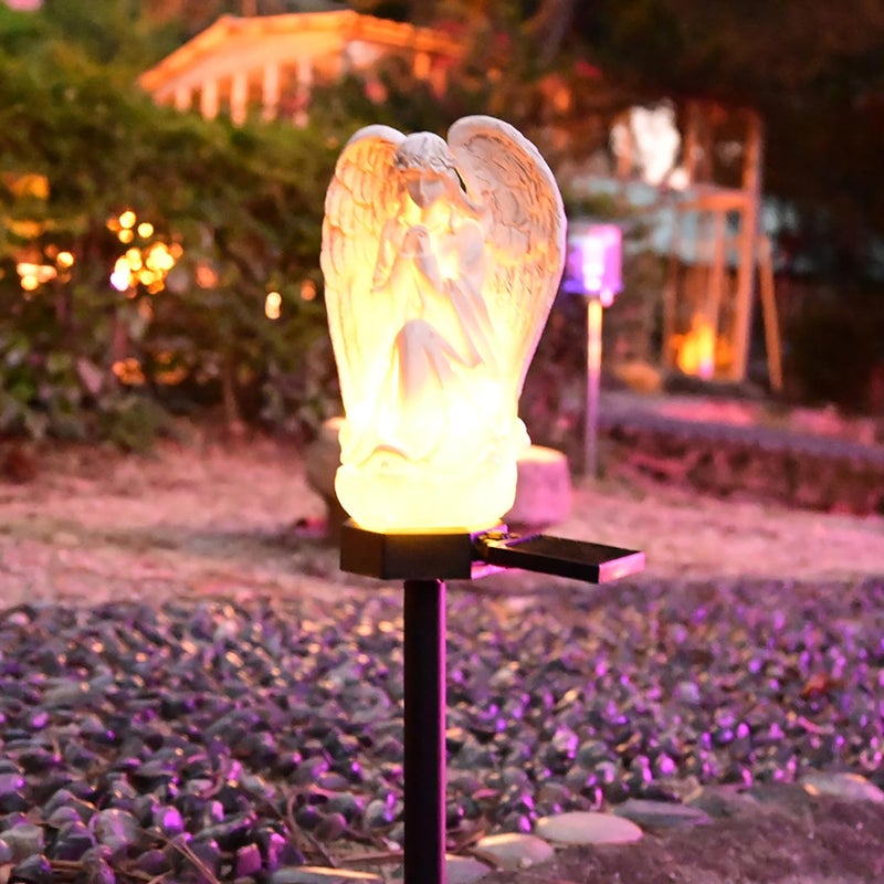 Juliahestia Guardian Angel Garden Decor Solar Light Outdoor Yard Statues Outside Decorative Mom Dad Grave Decorations for Cemetery Mother Memorial Gifts Lighted Figurines Christmas - Image 1