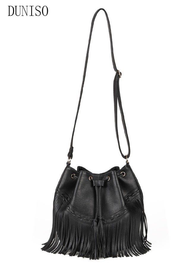 Leather Bucket Bags for Women Crossbody Purses Tote Bag with Drawstring Ladies Tassel Hobo and Shoulder Handbags - pzsku/Z7895763B5DD76D2CEE9BZ/45/_/1711171820/953aadd8-21b2-447c-a341-0f2b64bc23d8