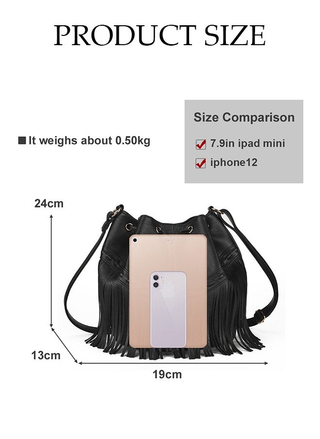 Leather Bucket Bags for Women Crossbody Purses Tote Bag with Drawstring Ladies Tassel Hobo and Shoulder Handbags - pzsku/Z7895763B5DD76D2CEE9BZ/45/_/1727598988/b93f5cc0-2f68-41c5-9d95-e7f622d34c8a