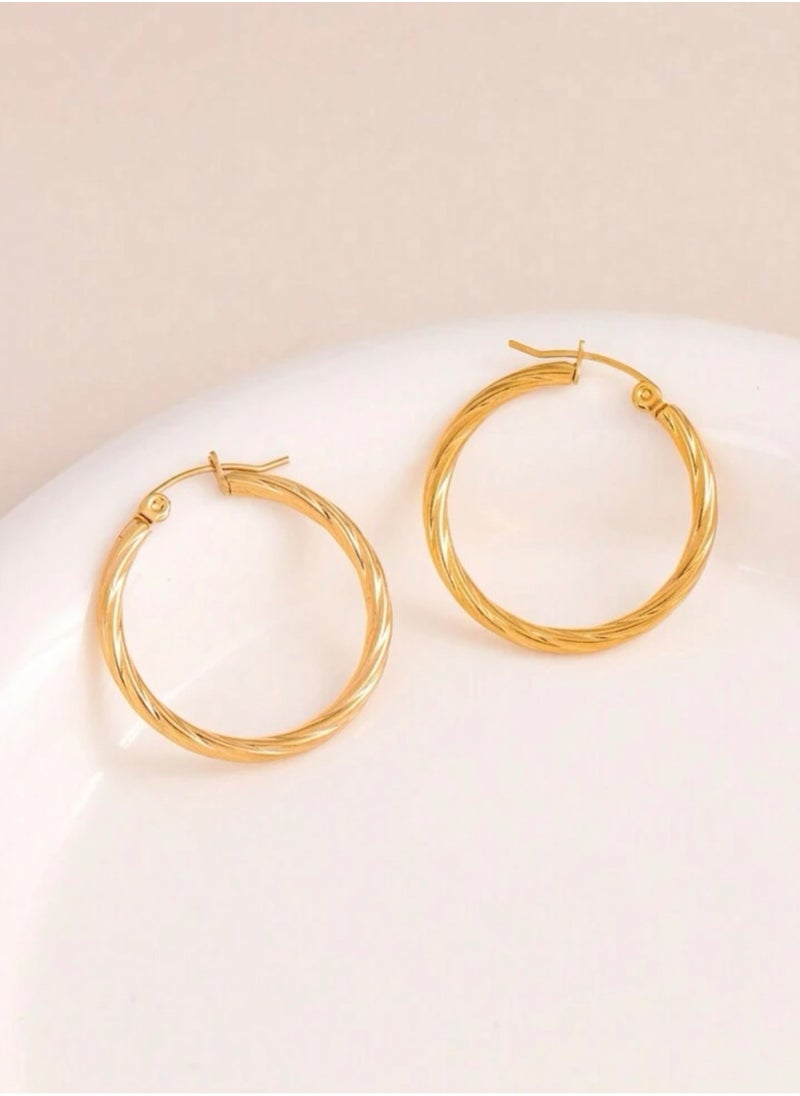 Jewelry 4You - Elegant Stainless Steel Gold Plated Earrings - Image 1