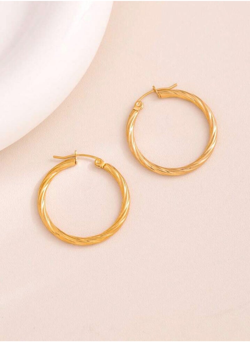 Jewelry 4You - Elegant Stainless Steel Gold Plated Earrings - Image 1