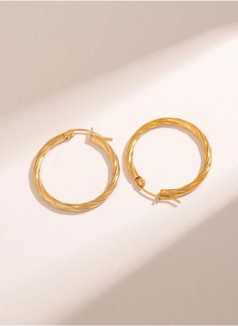 Jewelry 4You - Elegant Stainless Steel Gold Plated Earrings - Image 1
