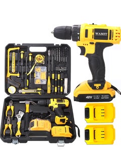 WAMIT 48V Cordless Drill Set, 128PCS Electric Drill Tool Kit with 3/8" Keyless Chuck of Metal & 25+3 Clutch with Impact, Max Torque 40Nm, 2-Variable Speed, Professional Household Home Tool Kit Set  - Image 1