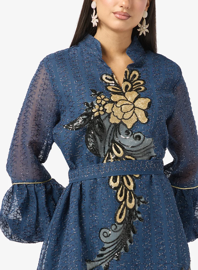 Khizana  Embroidered Dress With Flare Sleeves for Women | Best Price UAE