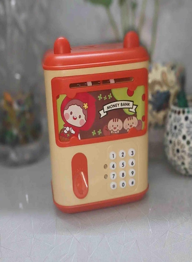 YUIOP - 5-in-1 Kids Money Bank - with Passcode & Fingerprint Sensor, Photo Frame, 11 Nursery Rhymes, Musical Do-Re-Mi & Animal Sounds – Educational Savings Toy for Boys & Girls Age 3+ (Red) - Image 5
