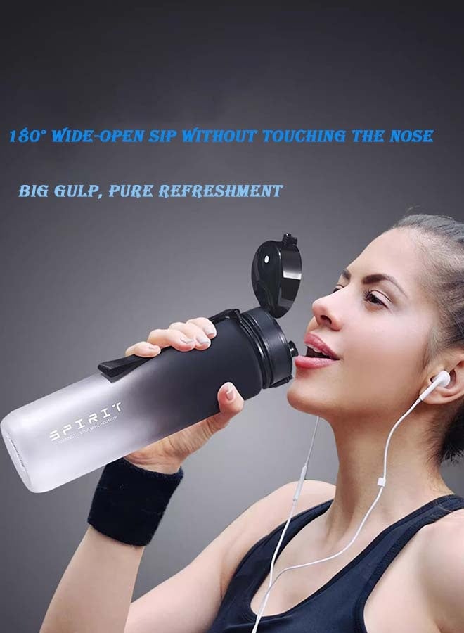 Lyaxm 1L Gradient Sports Water Bottle, Sports Water Bottle with Time Marker,Leak proof Portable Reusable Drinking Kettle Fitness Sport 1L Water Jug for Men Women Kids Student to Camping Office School Gym Workout   Stylish Outdoor Space Cup with Large Capacity, Durable PC Material, Hand-Wash Only Black - Image 2