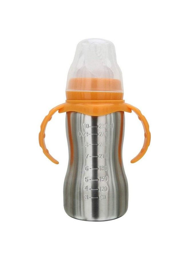 DOMENICO Baby Feeding Bottle In Stainless Steel Rganic Kidz High Grade Stainless Steel 2 In 1 Sipper And Feeding Bottle With Silicone Nipple For Baby (240 Ml)  - Image 3