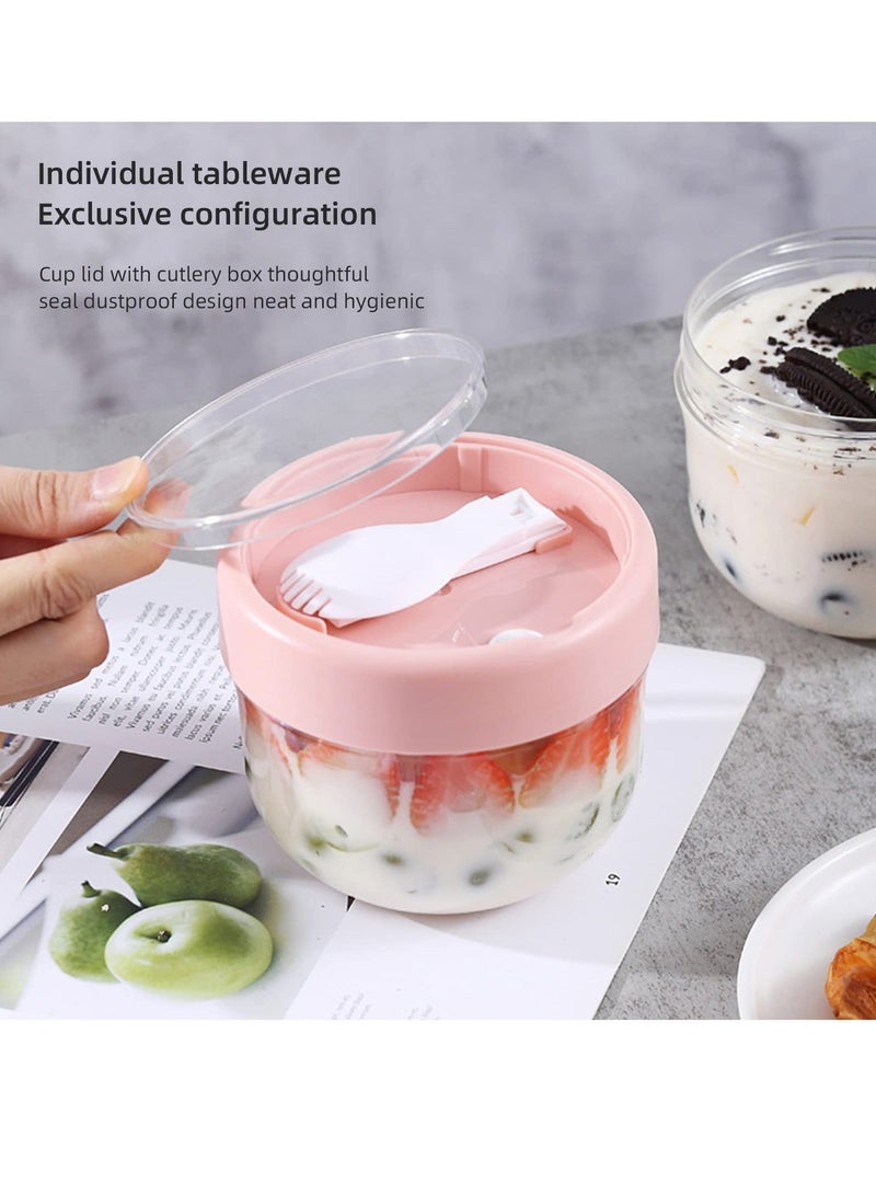 شو وو 2 Portable 20oz Jars with Lids and Spoons Enjoy Fresh Healthy Meals On The Go Our Leak Proof Container Set for Yogurt Oatmeal Snacks - Image 4