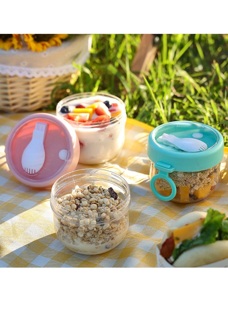 شو وو 2 Portable 20oz Jars with Lids and Spoons Enjoy Fresh Healthy Meals On The Go Our Leak Proof Container Set for Yogurt Oatmeal Snacks - Image 2