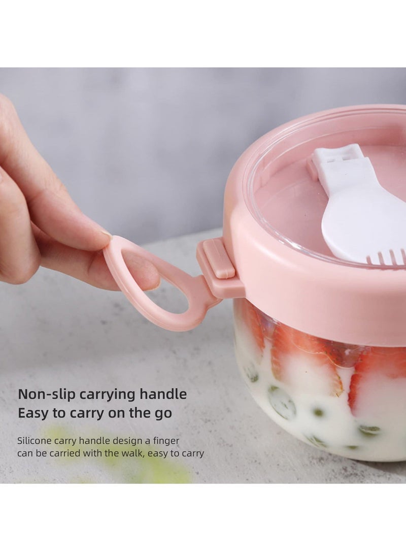 شو وو 2 Portable 20oz Jars with Lids and Spoons Enjoy Fresh Healthy Meals On The Go Our Leak Proof Container Set for Yogurt Oatmeal Snacks - Image 5