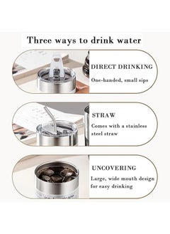 ShebSheb Stainless Steel Coffee Mug with Lid and Straw, Insulated Tumbler Coffee Cup,Vacuum Double Layer Tea Cup for Office Home Travel Coffee Milk Tea Latte  - Image 2