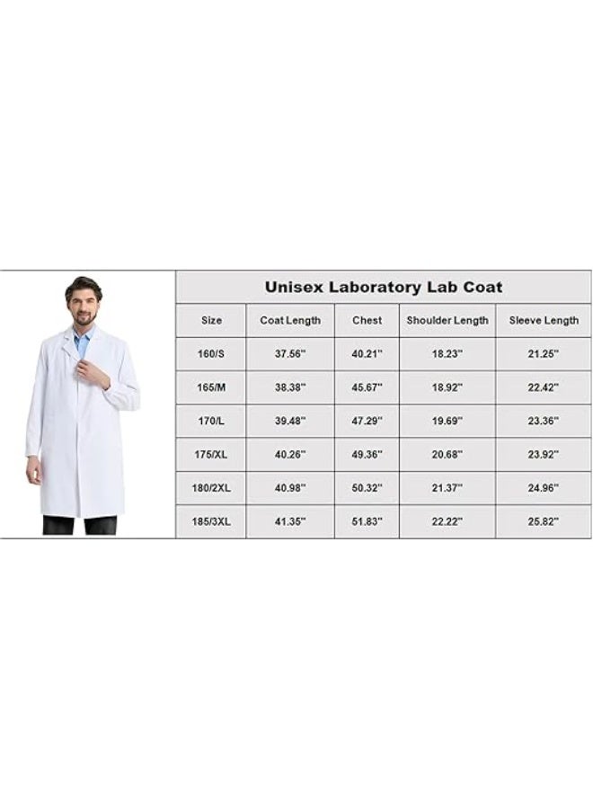 SBC Lab Coat Professional for Men Women Snap Closure Full Length Poly Cotton,Size-S - Image 3