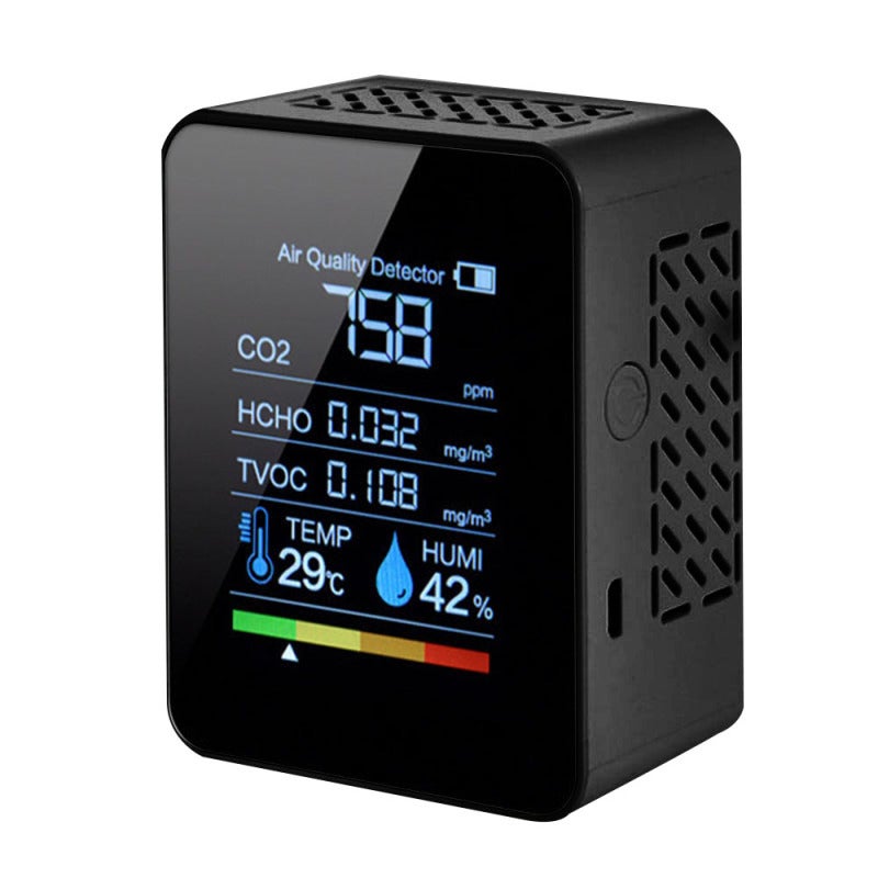Carbon Dioxide Detector 5-In-1 High Accuracy Air Quality Detector - Anti-Interference Low Consumption CO2 Meter for Home Office Indoor Spaces - Image 1