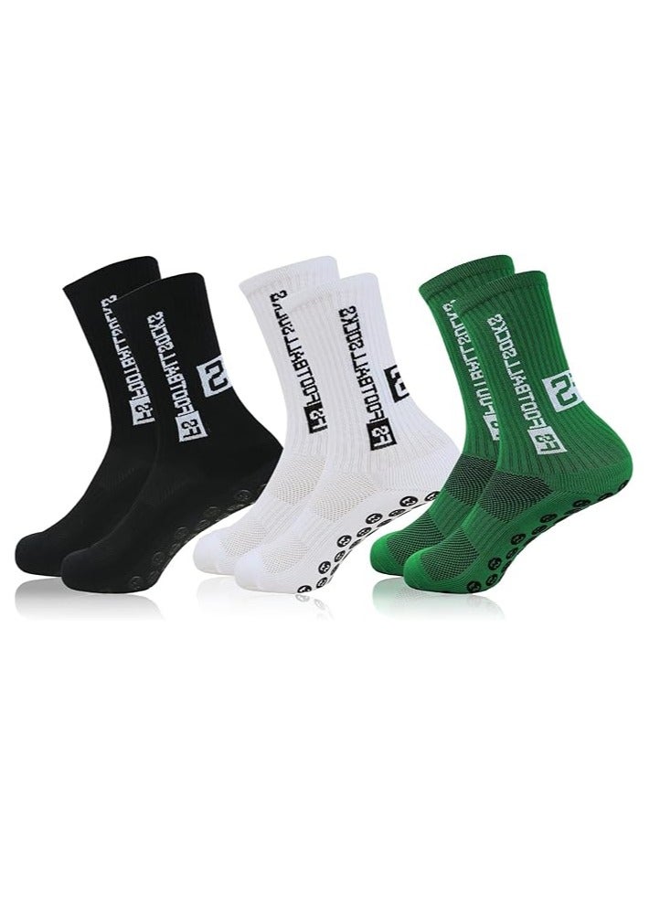 SYOSI 3 Pairs Grip Socks Football Socks for Men Cushioned Non Slip Football Socks Basketball Hockey Sports Anti Slip Socks for Children Teenagers - Image 1