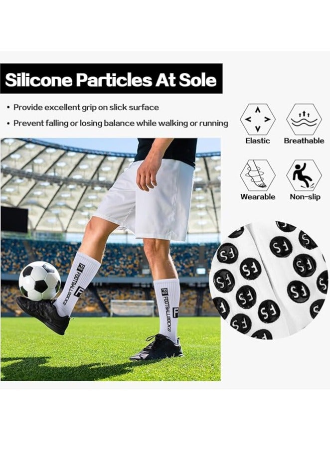 SYOSI 3 Pairs Grip Socks Football Socks for Men Cushioned Non Slip Football Socks Basketball Hockey Sports Anti Slip Socks for Children Teenagers - Image 3