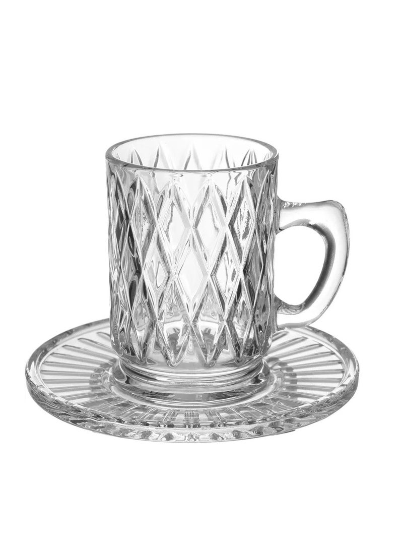 السيف غاليري بيالات زجاج السيف غاليري ماكس، منقوش، مع الصحون، 12 قطعة - شفاف - Image 2