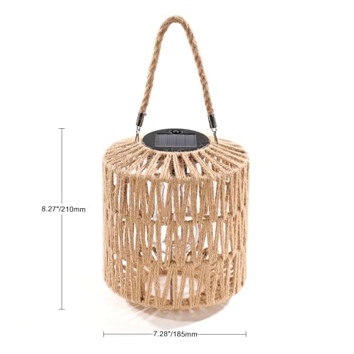 Cooo Large Solar Rope Lantern Outdoor Hanging Handwoven Jute Rope Lantern with Warm Edison Bulb IP65 Waterproof Solar Powered Garden Light for Porch Patio Yard Christmas Decorations 827 Tall - Image 3