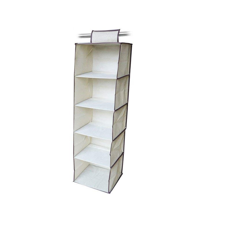 FosCadit 5 Layer NonWoven Fabric Plywood and Paper Board Clothes Hanging Organizer Wardrobe for Regular Garments Shoes Storage Cupboard Hanger Bag Multicolor - Image 3