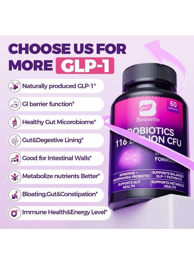 B BEWORTHS GLP-1 Supplement - Akkermansia Probiotics with Berberine for Women & Men, for GLP-1 Production, Digestive, Gut, Immune Health, Enhances Gut Digestive Lining Function, 60 Capsules - Image 3