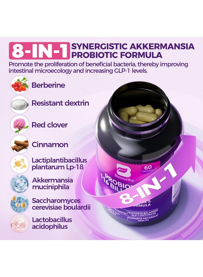 B BEWORTHS GLP-1 Supplement - Akkermansia Probiotics with Berberine for Women & Men, for GLP-1 Production, Digestive, Gut, Immune Health, Enhances Gut Digestive Lining Function, 60 Capsules - Image 4