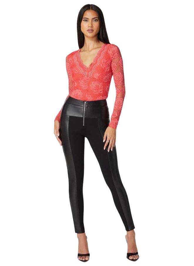 bebe High Waist Vegan Leather Combo Pdr Legging  - Image 1