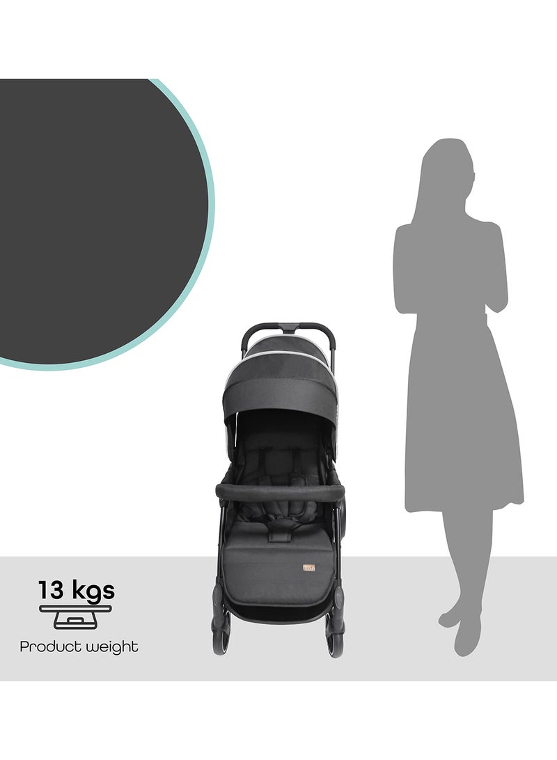 Moon Dois Tandem Twin Stroller – Double Infant And Toddler Travel Stroller, Lightweight, Foldable, Suitable 0m+, Up to 15kg per Seat – Black - Image 5