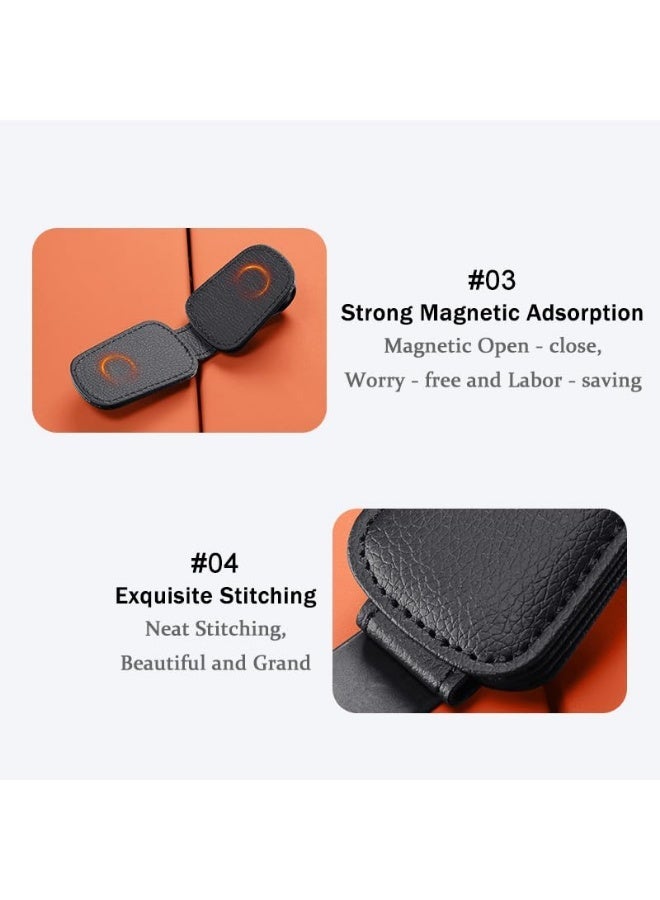 2 Pack Sunglasses Holder for Car Visor, Glasses Eyeglass Clip, Magnetic Leather Material with Ticket Business Card Storage, Universal Car Interior Accessories Fit for Most Vehicles, Black - Image 4