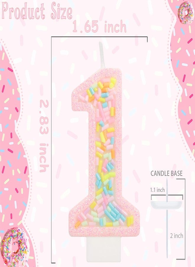 ElekFX Number 1 Birthday Candle with Sprinkles, Pastel Pink Unicorn Rainbow Cake Topper, Sweet Candyland Party Decorations for Girl Boy 1st Birthday - Image 2