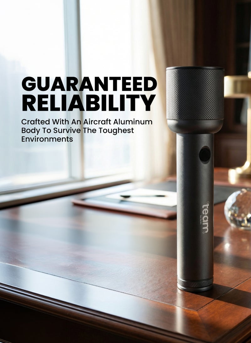Team Waterproof LED Flashlight, 1000 Lumens Powerful Torch with Zoom, Type‑C Rechargeable 4000mAh Battery, Aircraft‑Grade Aluminum, Long‑Life 150,000 hrs LED, 4‑Hour Runtime, High Power 10W Portable Outdoor Flashlight - Image 4