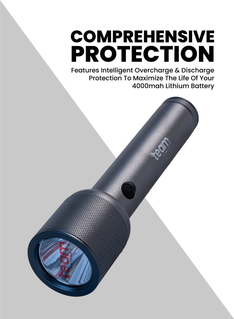 Team Waterproof LED Flashlight, 1000 Lumens Powerful Torch with Zoom, Type‑C Rechargeable 4000mAh Battery, Aircraft‑Grade Aluminum, Long‑Life 150,000 hrs LED, 4‑Hour Runtime, High Power 10W Portable Outdoor Flashlight - Image 3