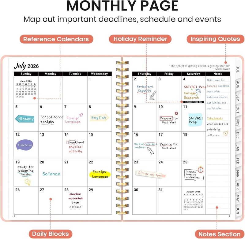 Taja 2026 Planner, Weekly and Monthly Planner, January 2026 - December 2026, Hardcover 2026 Calendar Planner Book with Tabs For Women & Men, Inner Pocket, Spiral Bound, Perfect for Office Home School - Image 2