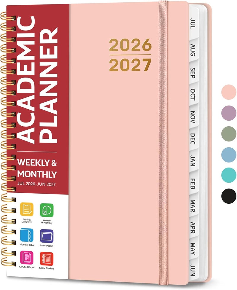 Taja 2026 Planner, Weekly and Monthly Planner, January 2026 - December 2026, Hardcover 2026 Calendar Planner Book with Tabs For Women & Men, Inner Pocket, Spiral Bound, Perfect for Office Home School - Image 1