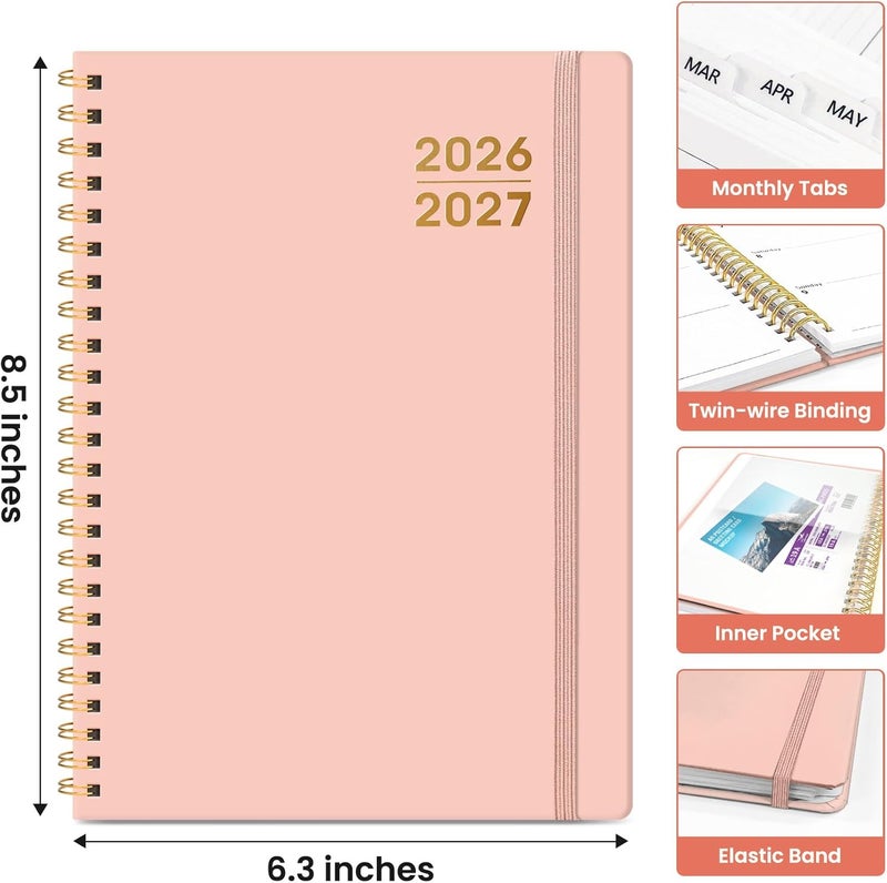 Taja 2026 Planner, Weekly and Monthly Planner, January 2026 - December 2026, Hardcover 2026 Calendar Planner Book with Tabs For Women & Men, Inner Pocket, Spiral Bound, Perfect for Office Home School - Image 4