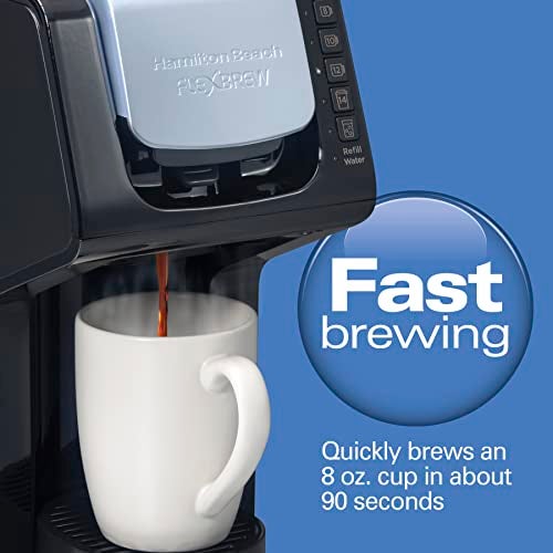 Hamilton Beach Gen 4 FlexBrew Single-Serve Hot & Iced Coffee Maker with Removable Reservoir, Compatible with Pod Packs and Grounds, 50 oz, 4 Fast Brewing Options, Black - Image 4