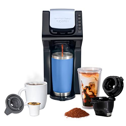 Hamilton Beach Gen 4 FlexBrew Single-Serve Hot & Iced Coffee Maker with Removable Reservoir, Compatible with Pod Packs and Grounds, 50 oz, 4 Fast Brewing Options, Black - Image 1