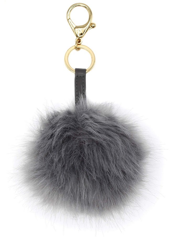Itzy Ritzy Itzy Ritzy Diaper Bag Charm, Purse Charm and Keychain; Pouf Measures 4” in Diameter; Features Durable Clasp and Trendy Gold Hardware, Dark Gray 