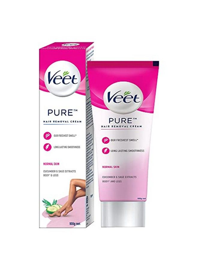 Veet Pure Hair Removal Cream For Women With No Ammonia Smell Normal Skin 100G ; Suitable For Legs Underarms Bikini Line Arms ; 2X Longer Lasting Smoothness Than Razors - Image 1