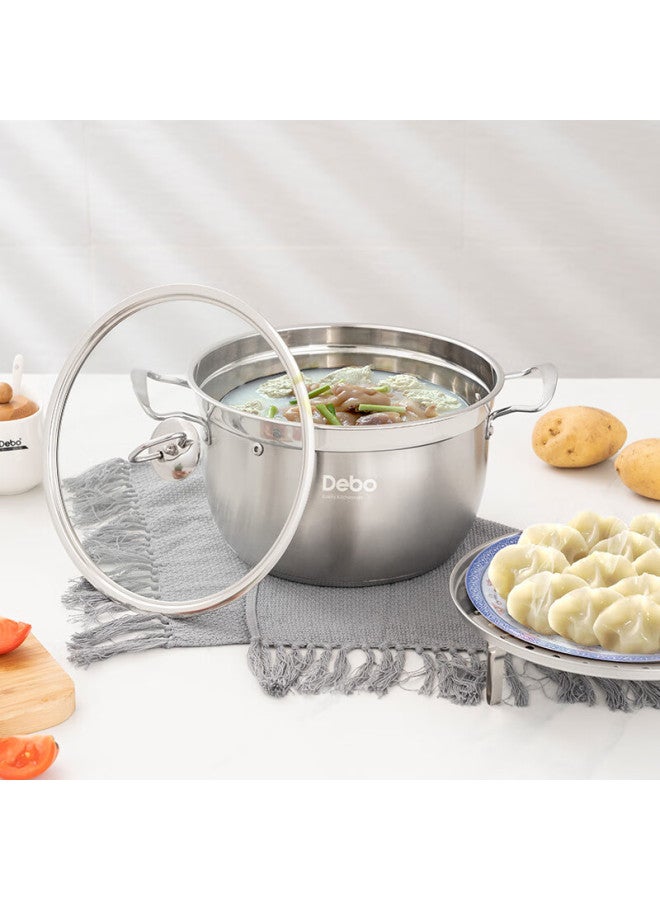 Debo Beierbao Steamer Pot, Stainless Steel Soup Pot, Compatible With Induction And Gas Stoves, 26cm - Image 1