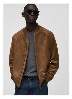 Suede-Effect Bomber Jacket