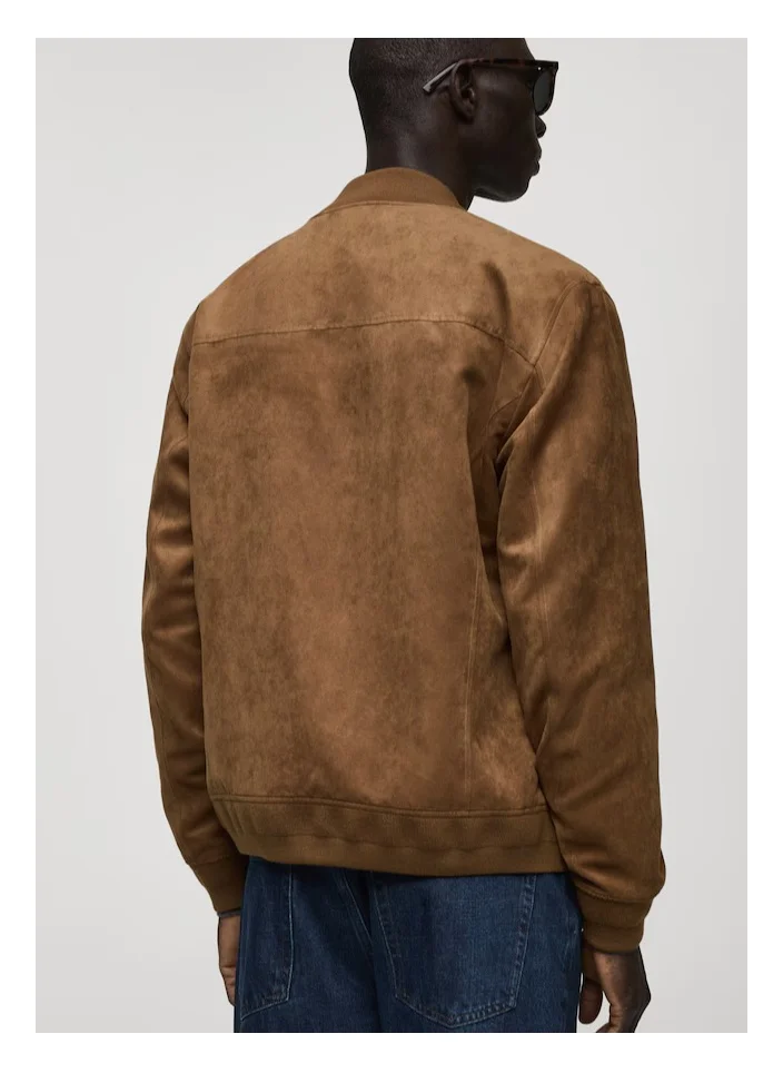 Mango Man Suede-Effect Bomber Jacket