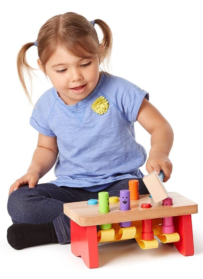 Wooden Toys 4 Pcs Inspired By Melissa Doug Deluxe Pounding Bench Wooden Toy With Mallet Developmental Toy Helps Fine Motor Skills  - Image 1