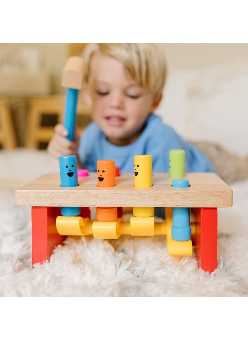 Wooden Toys 4 Pcs Inspired By Melissa Doug Deluxe Pounding Bench Wooden Toy With Mallet Developmental Toy Helps Fine Motor Skills  - Image 4