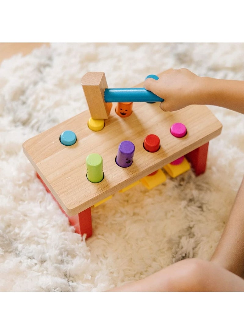 Wooden Toys 4 Pcs Inspired By Melissa Doug Deluxe Pounding Bench Wooden Toy With Mallet Developmental Toy Helps Fine Motor Skills  - Image 2