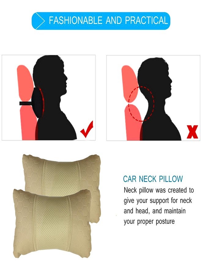 PulGos Beige Football Design Car Neck Rest Cushion with Adjustable Straps (Pair of 2)_756 - Image 5